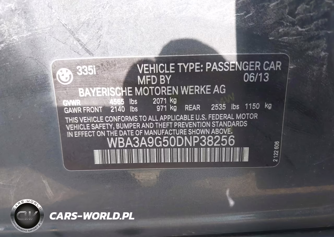 2013 BMW 335I VIN:WBA3A9G50DNP38256 - 9