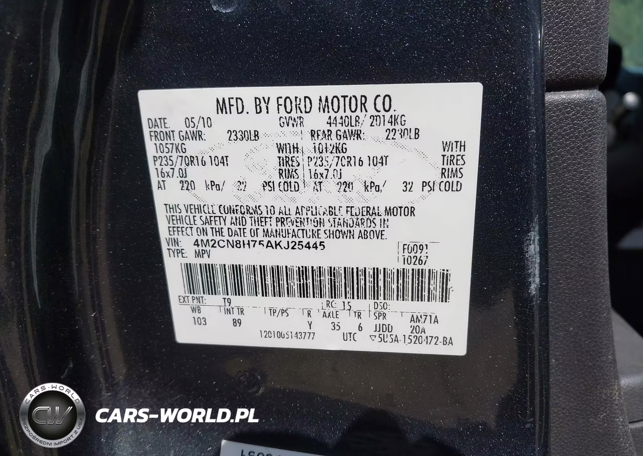 2010 Mercury Mariner Premier VIN:4M2CN8H75AKJ25445 - 9