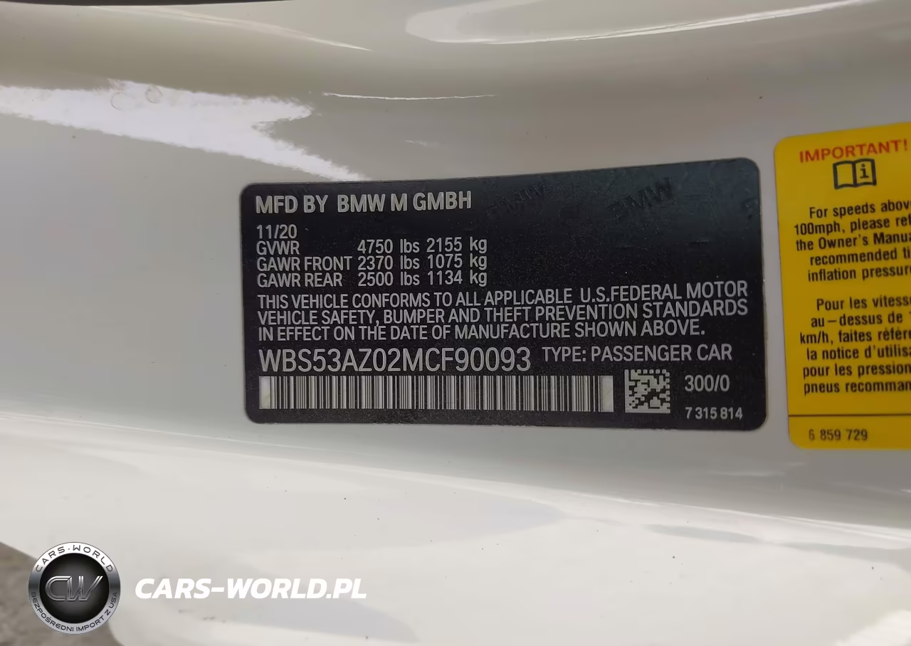 2021 BMW M4 VIN:WBS53AZ02MCF90093 - 9
