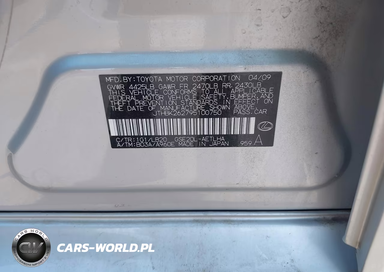 2009 Lexus Is 250 VIN:JTHBK262795100750 - 9