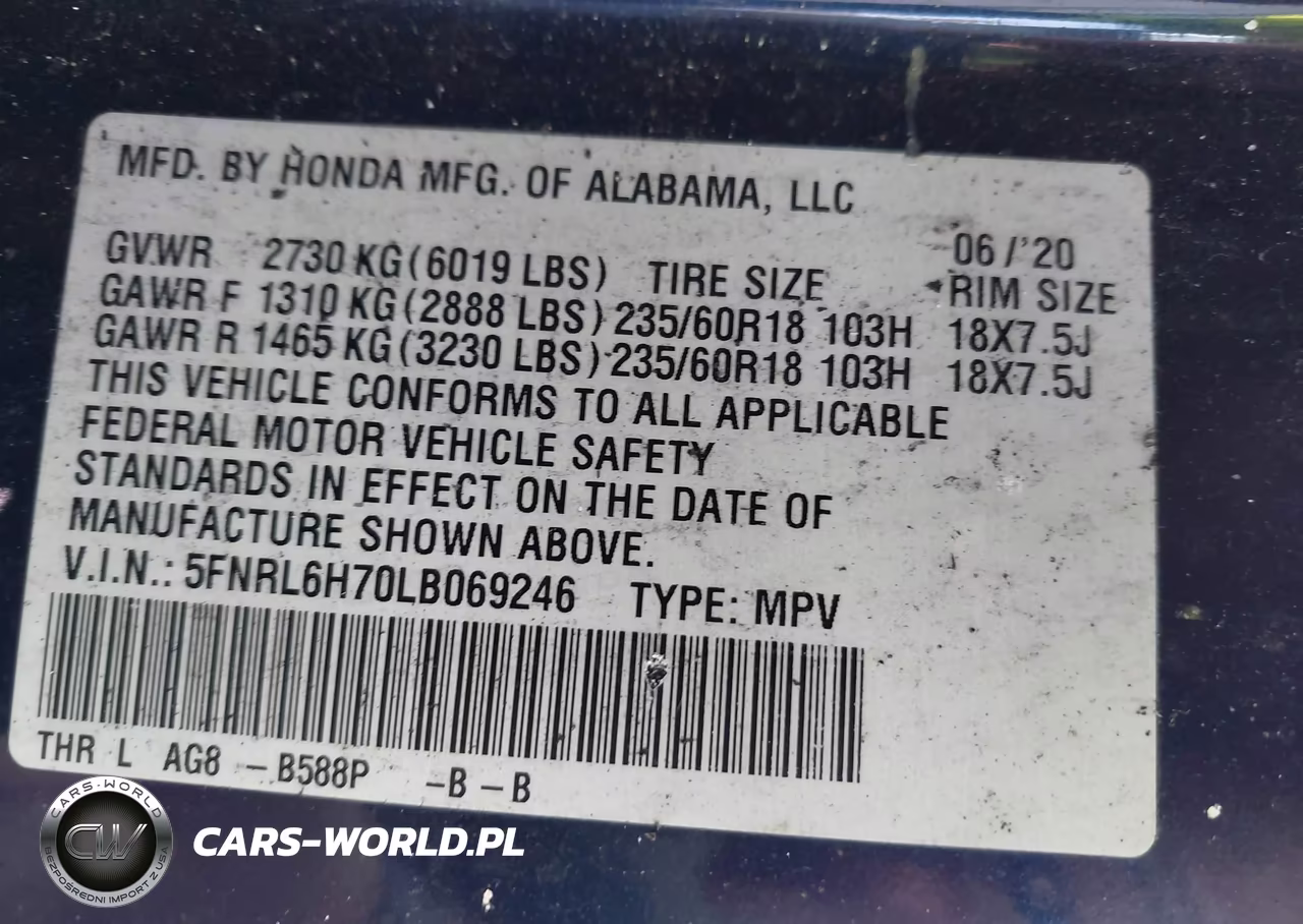 2020 Honda Odyssey Ex-L-Ex-L W-Navi Res VIN:5FNRL6H70LB069246 - 9