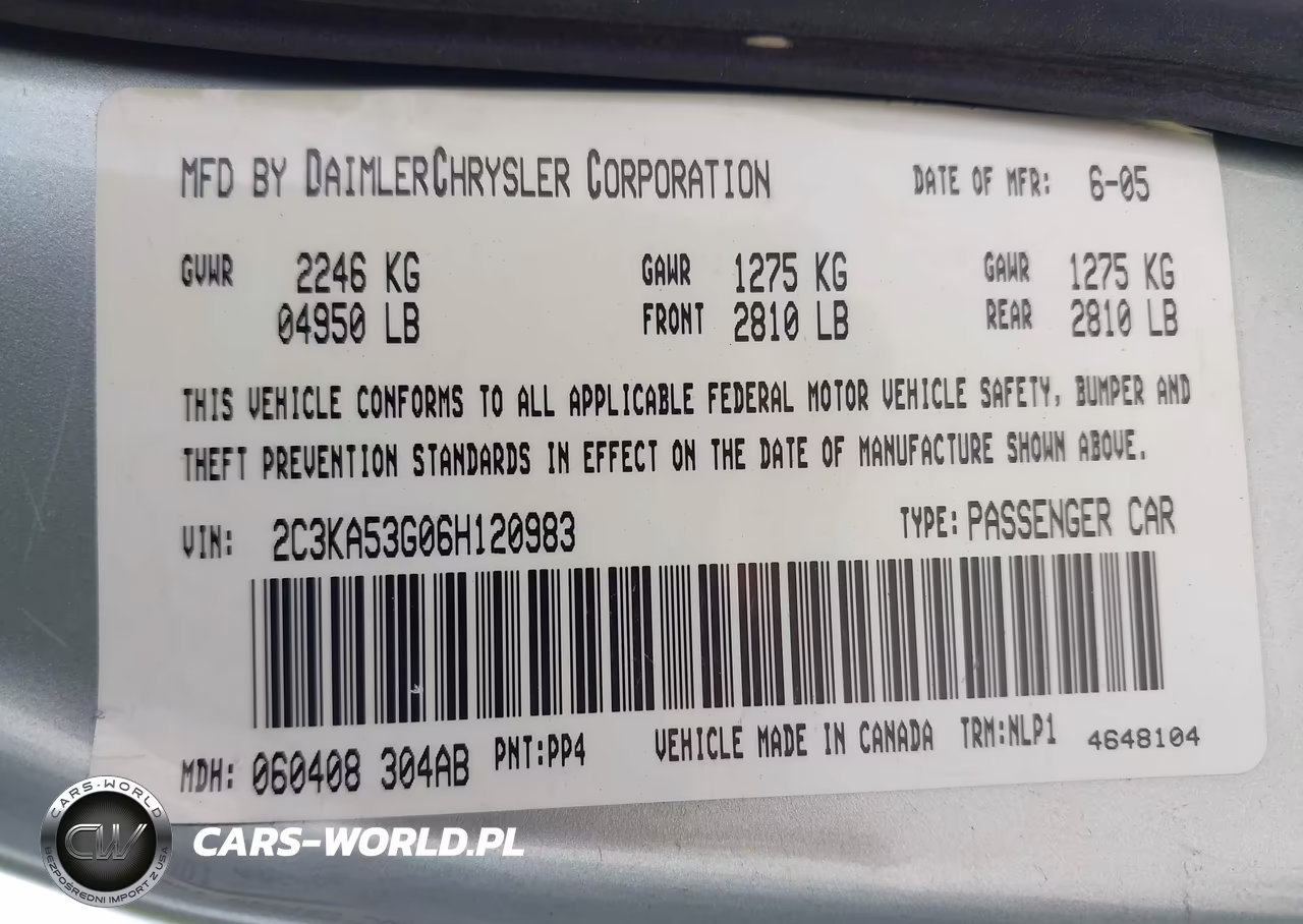 2006 Chrysler 300 Touring VIN:2C3KA53G06H120983 - 9