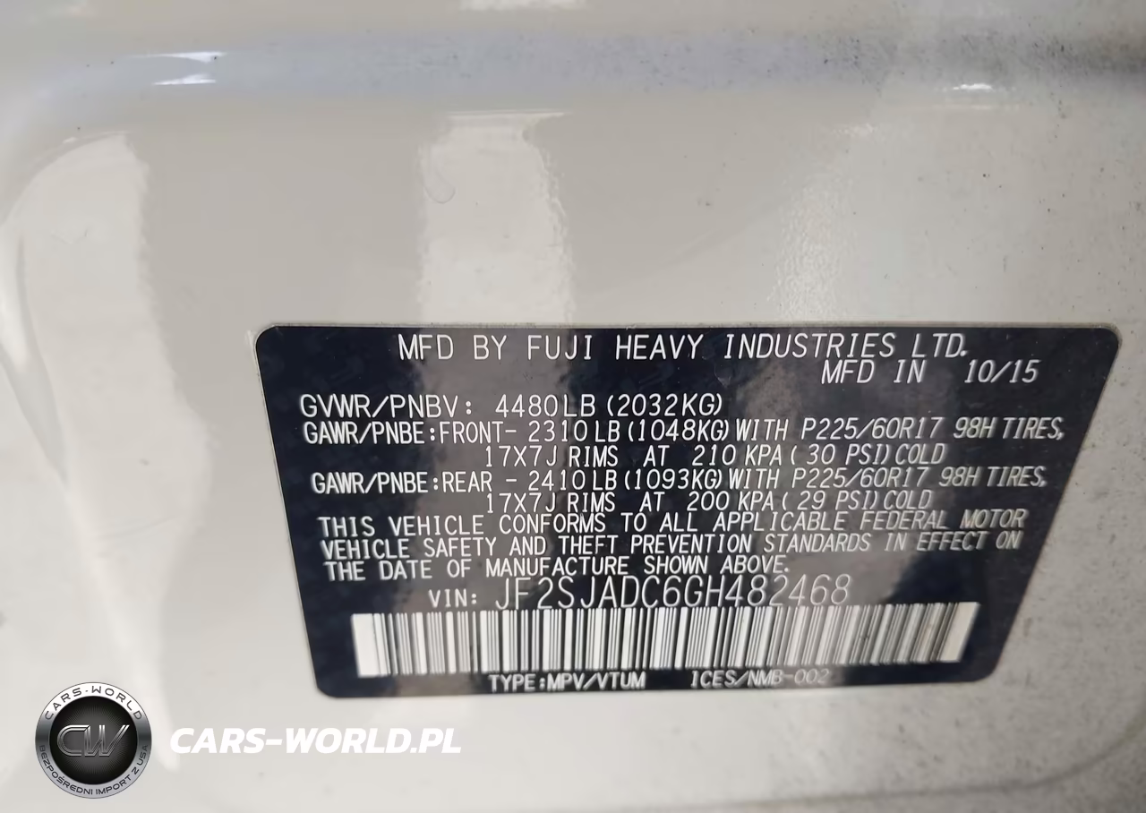 2016 Subaru Forester 2.5I Premium VIN:JF2SJADC6GH482468 - 9
