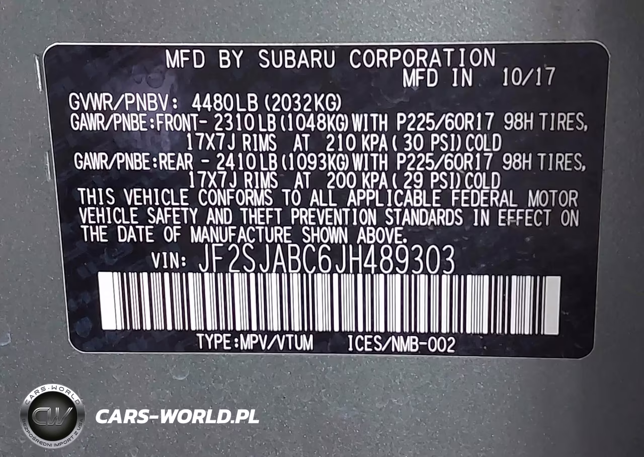 2018 Subaru Forester 2.5I VIN:JF2SJABC6JH489303 - 9