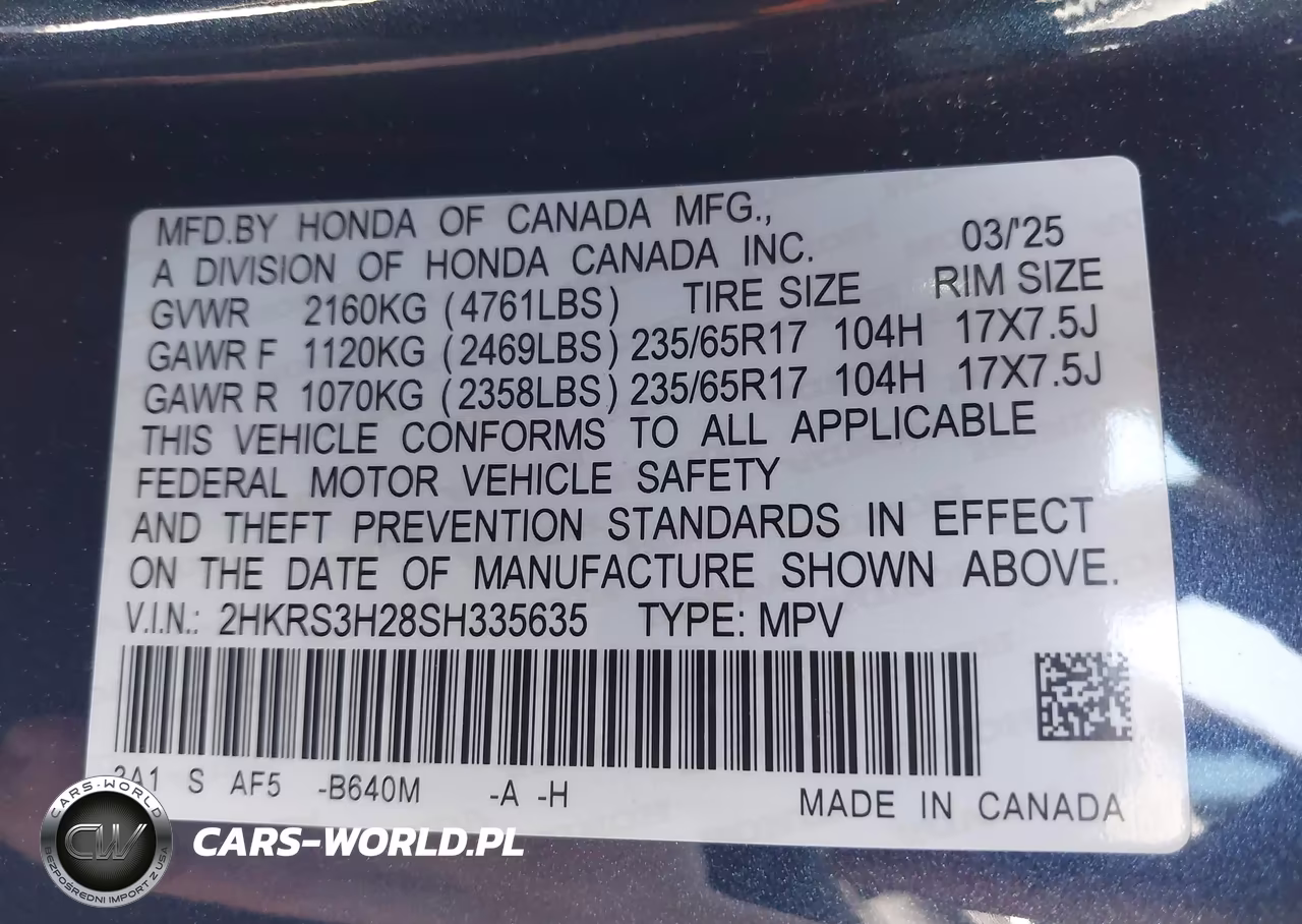 2025 Honda Cr-V Lx 2Wd VIN:2HKRS3H28SH335635 - 9
