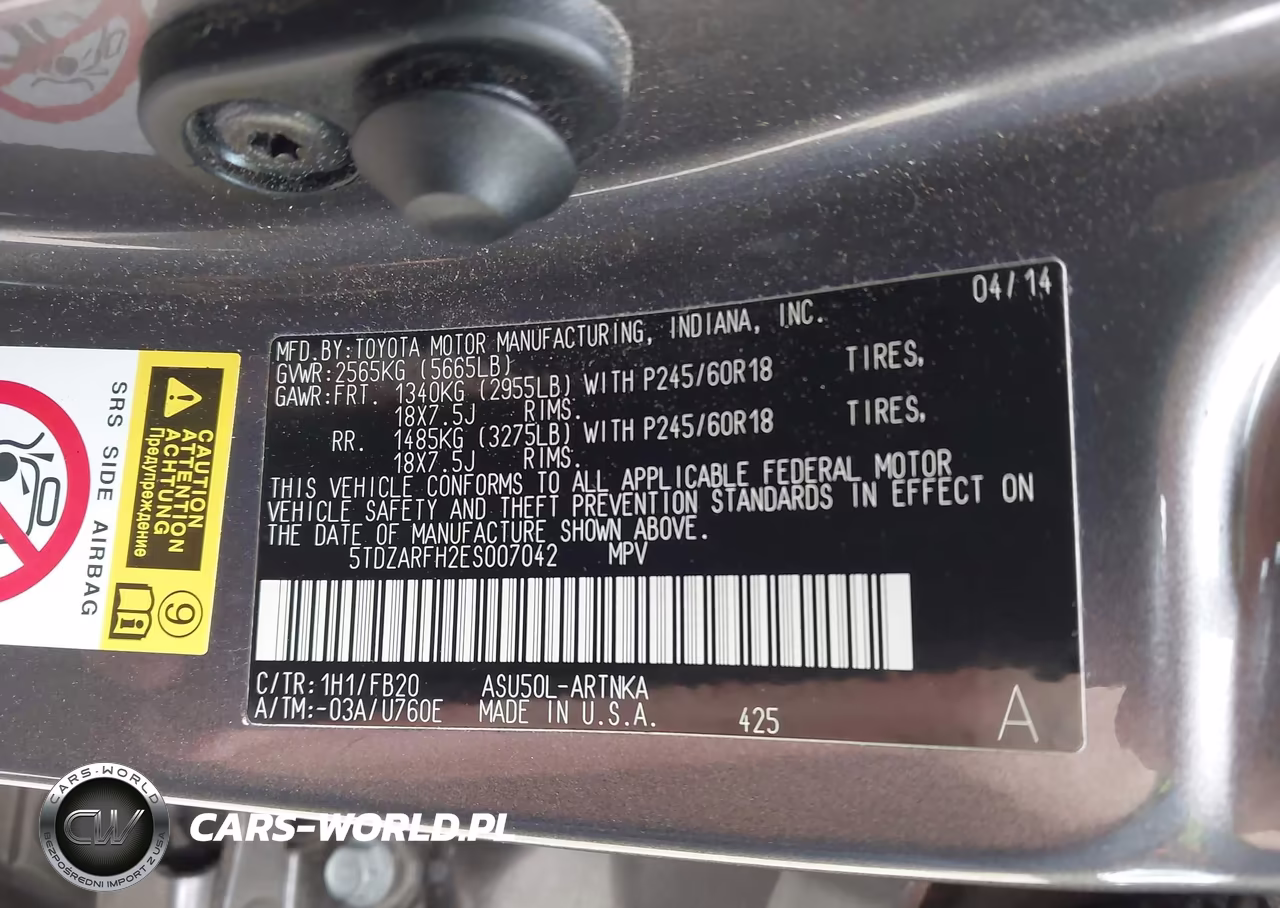 2014 Toyota Highlander Le VIN:5TDZARFH2ES007042 - 9