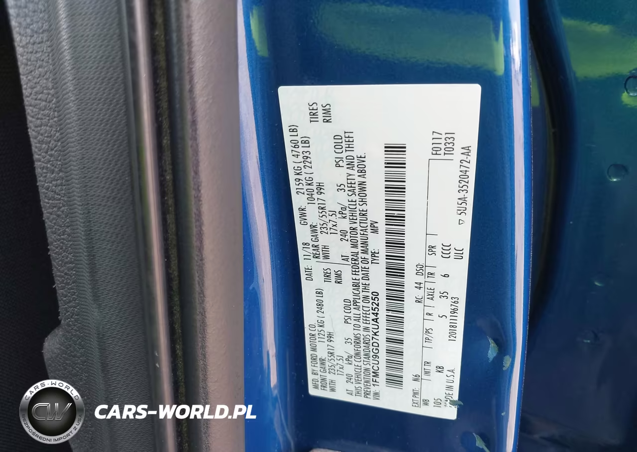 2019 Ford Escape Se VIN:1FMCU9GD7KUA45250 - 9