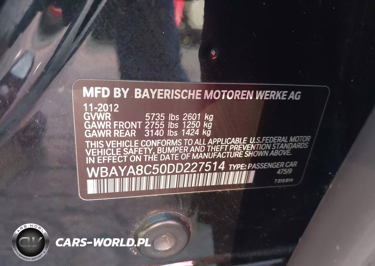 2013 BMW 750I VIN:WBAYA8C50DD227514 - 9