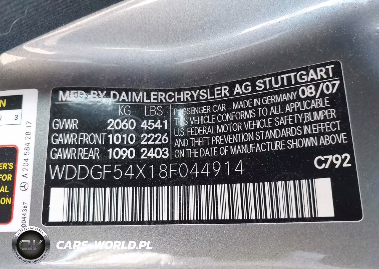 2008 Mercedes-Benz C 300 Luxury-Sport VIN:WDDGF54X18F044914 - 9