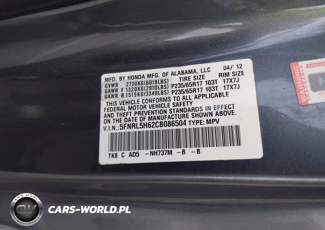 2012 Honda Odyssey Ex-L VIN:5FNRL5H62CB086504 - 9