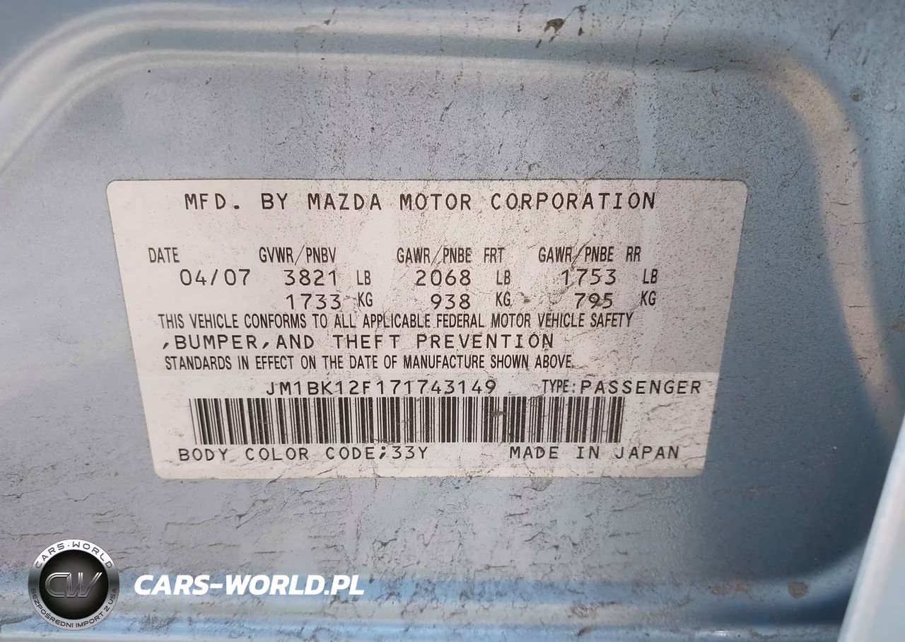 2007 Mazda 3 I VIN:JM1BK12F171743149 - 9