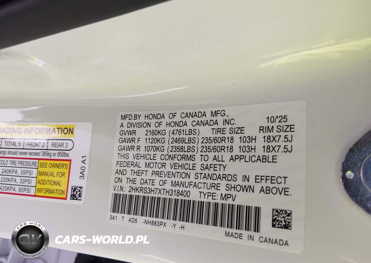 2026 Honda Cr-V Ex-L 2Wd VIN:2HKRS3H7XTH318400 - 9