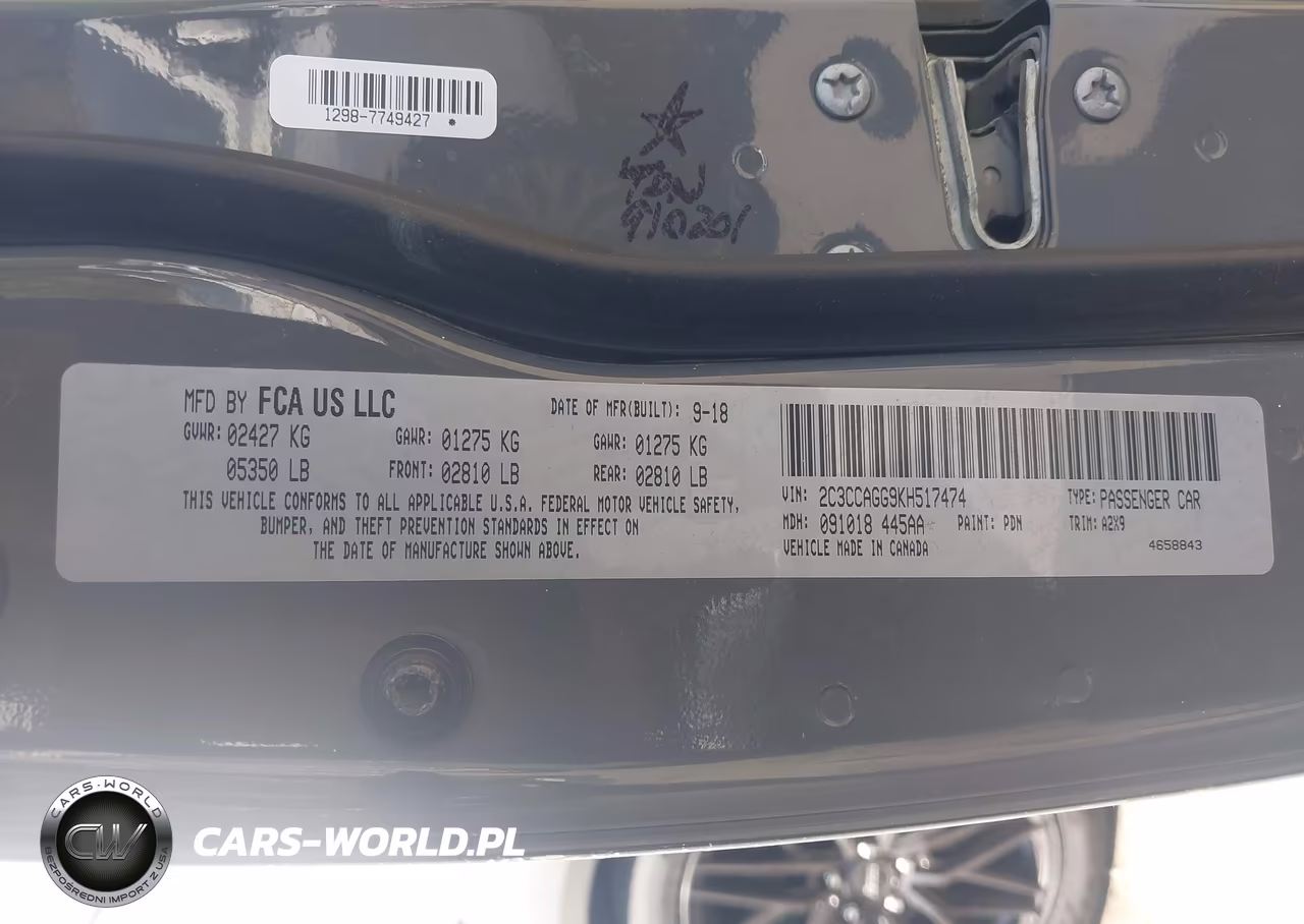 2019 Chrysler 300 300S Awd VIN:2C3CCAGG9KH517474 - 9