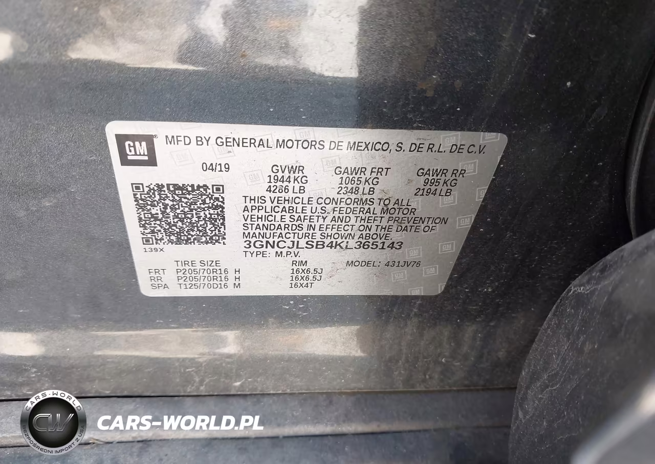 2019 Chevrolet Trax Lt VIN:3GNCJLSB4KL365143 - 9