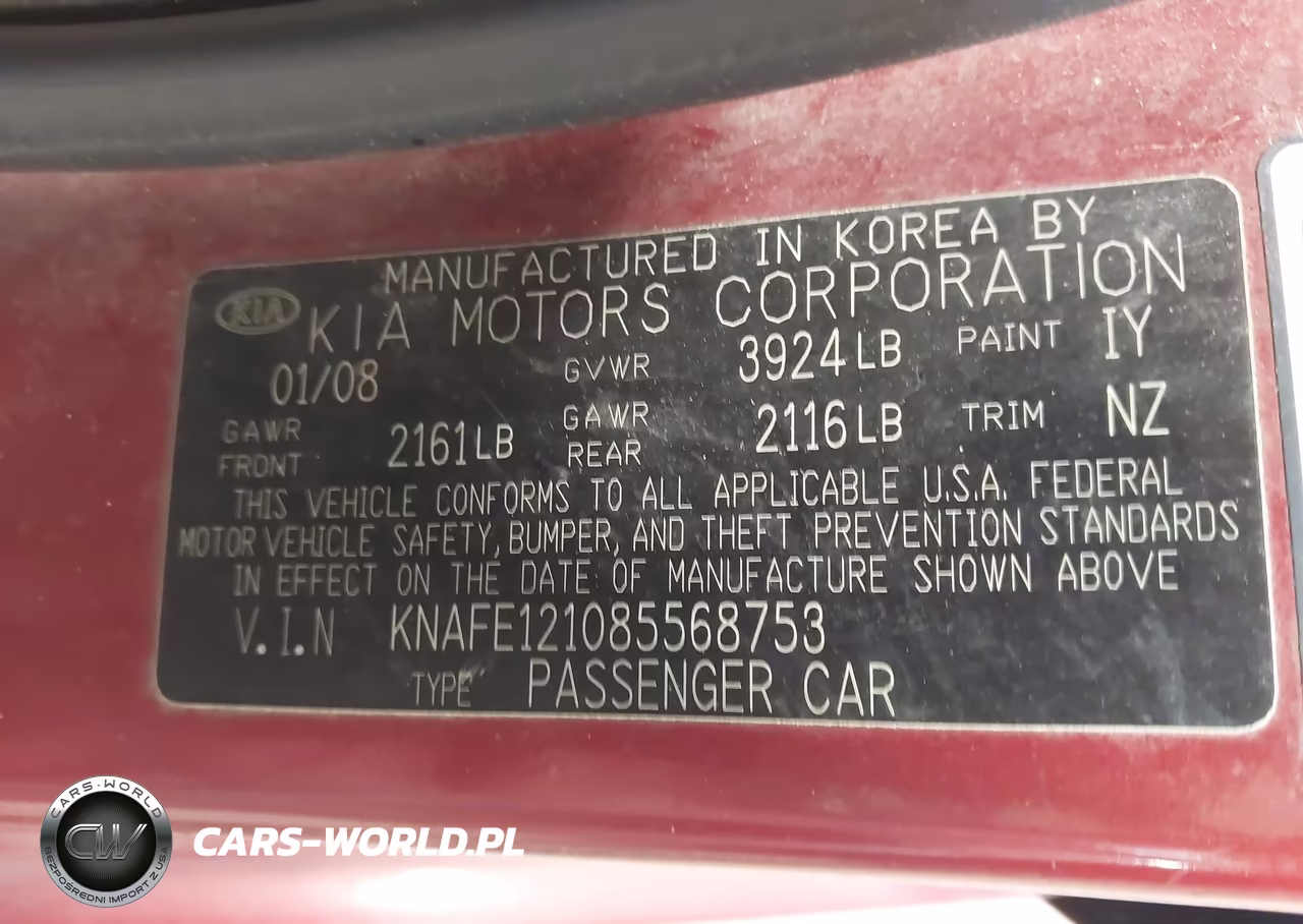2008 Kia Spectra Ex VIN:KNAFE121085568753 - 9