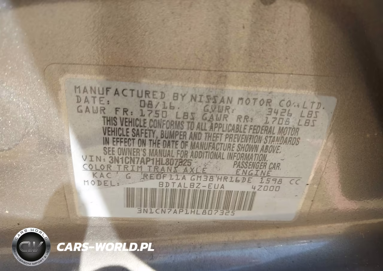 2017 Nissan Versa 1.6 Sv VIN:3N1CN7AP1HL807325 - 9