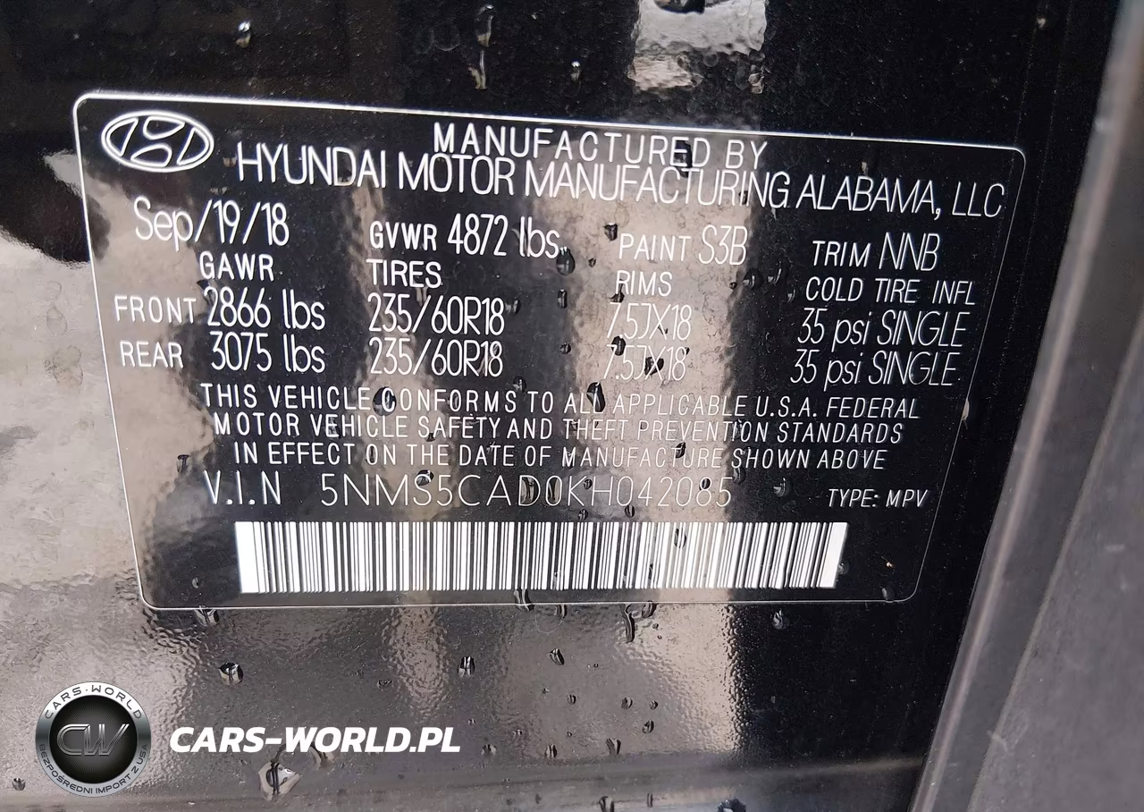 2019 Hyundai Santa Fe Ultimate VIN:5NMS5CAD0KH042085 - 9