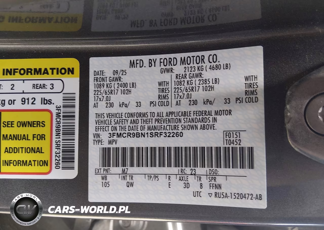 2025 Ford Bronco Sport Big Bend VIN:3FMCR9BN1SRF32260 - 9