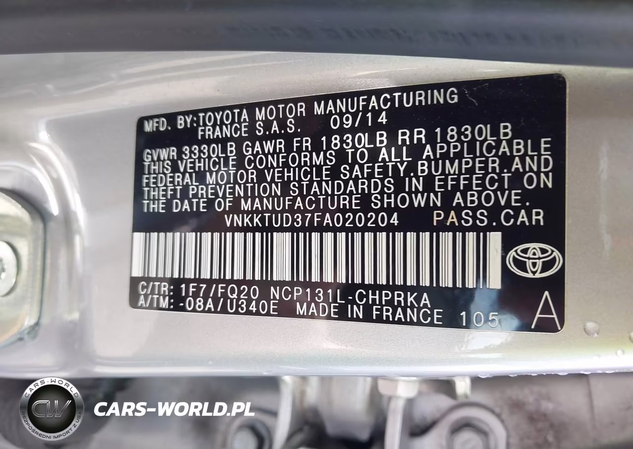 2015 Toyota Yaris L VIN:VNKKTUD37FA020204 - 9