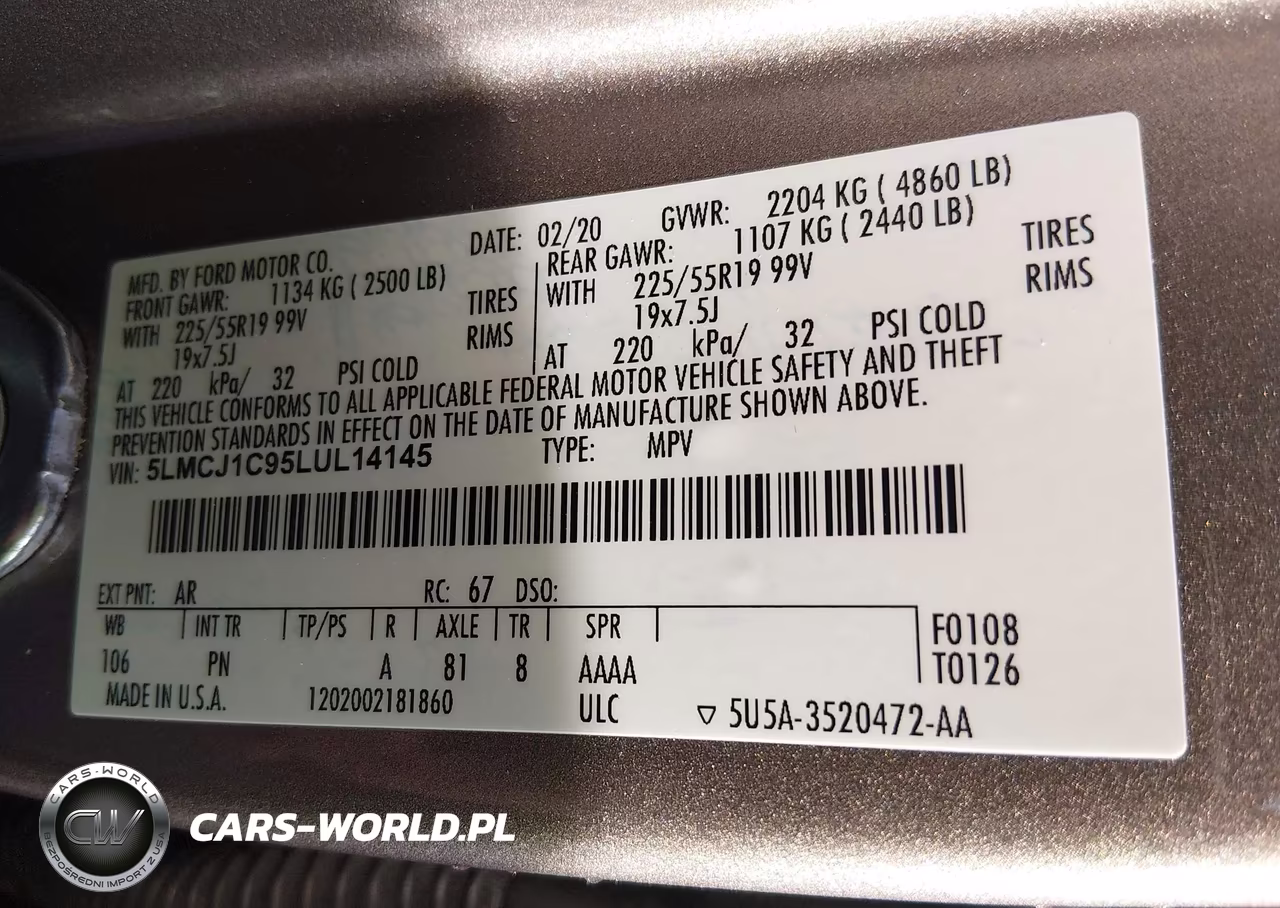 2020 Lincoln Corsair Standard VIN:5LMCJ1C95LUL14145 - 9