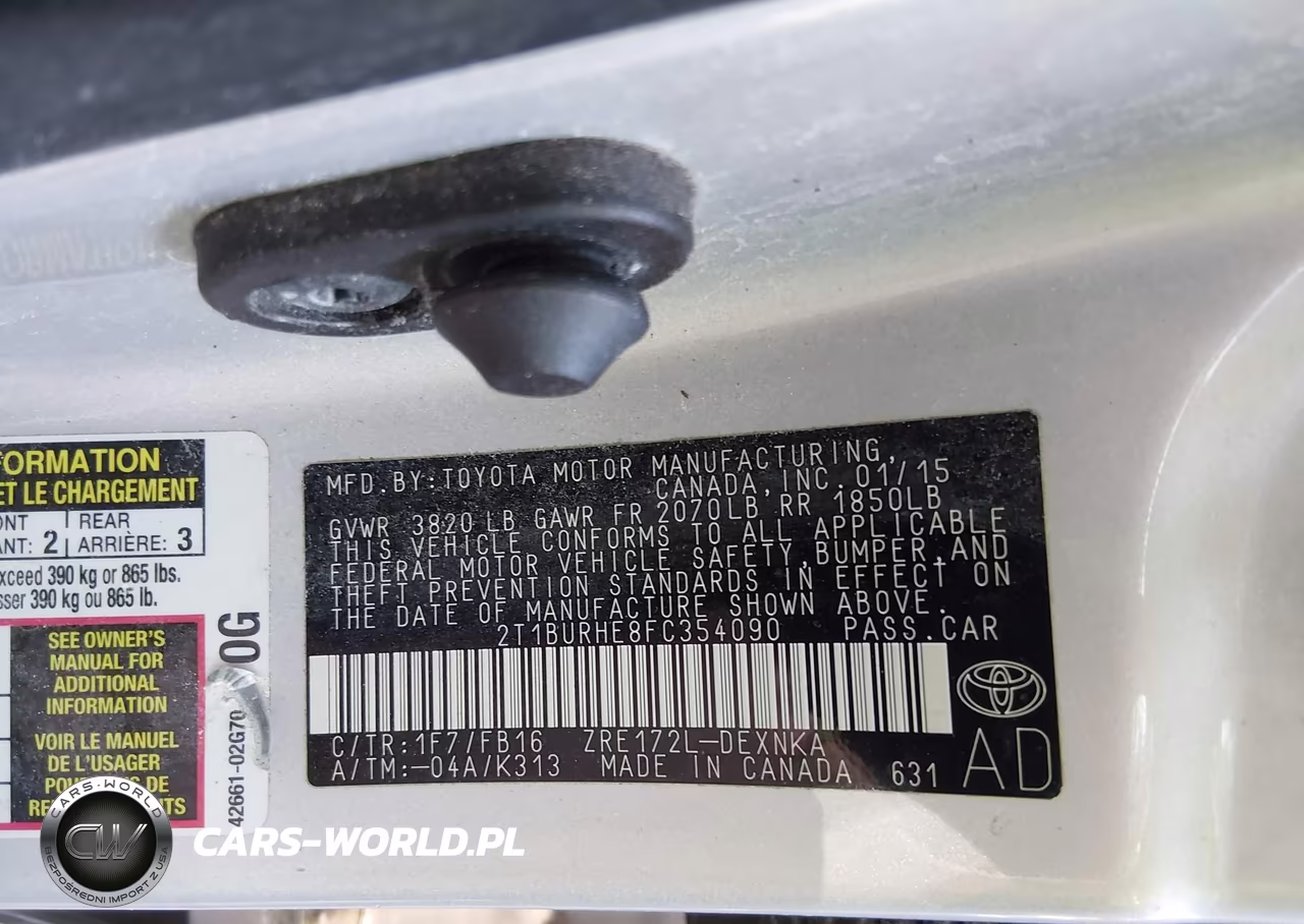 2015 Toyota Corolla Le VIN:2T1BURHE8FC354090 - 9
