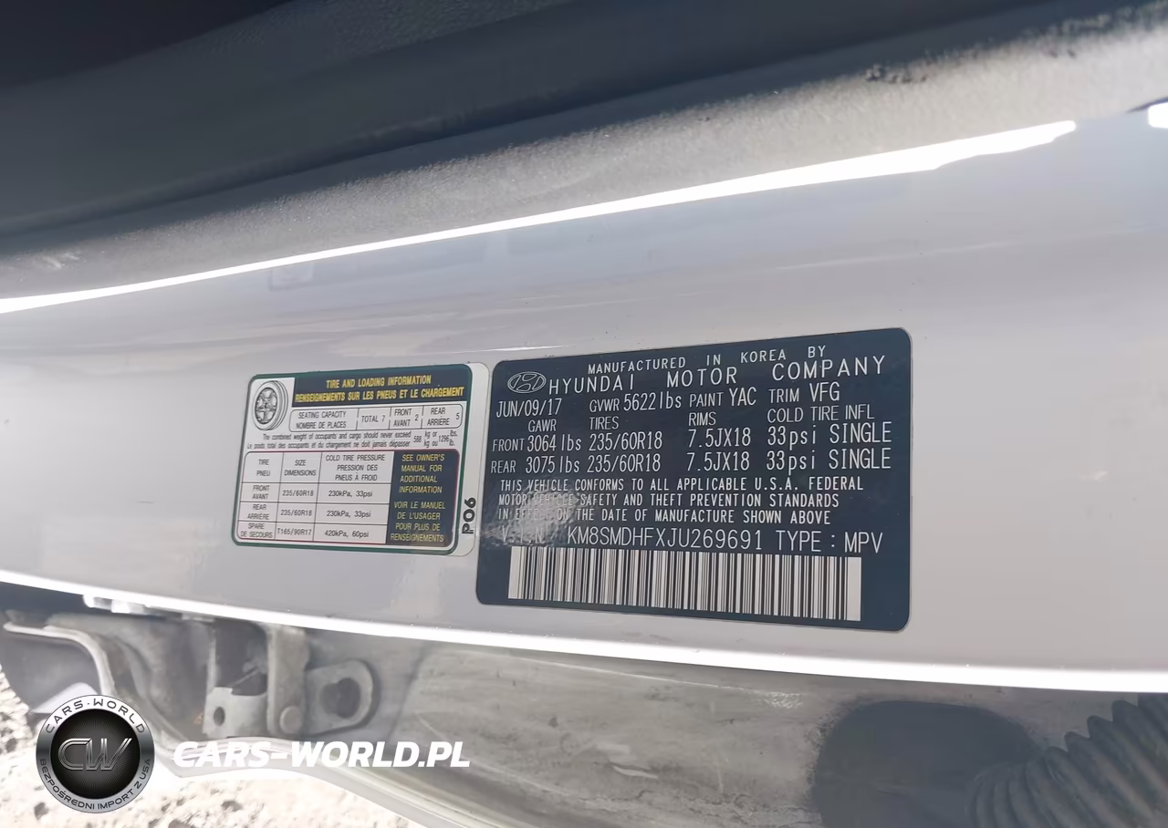 2018 Hyundai Santa Fe Se VIN:KM8SMDHFXJU269691 - 9