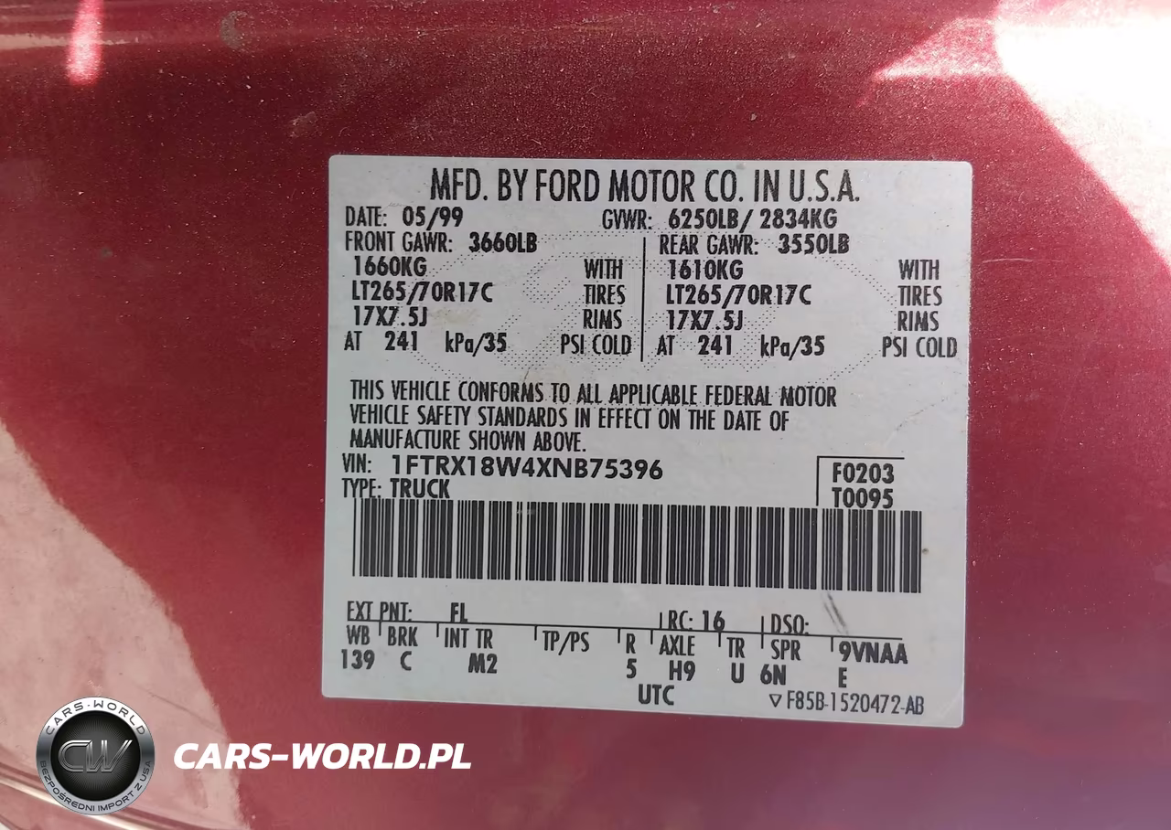 1999 Ford F-150 Lariat-Work Series-Xl-Xlt VIN:1FTRX18W4XNB75396 - 9