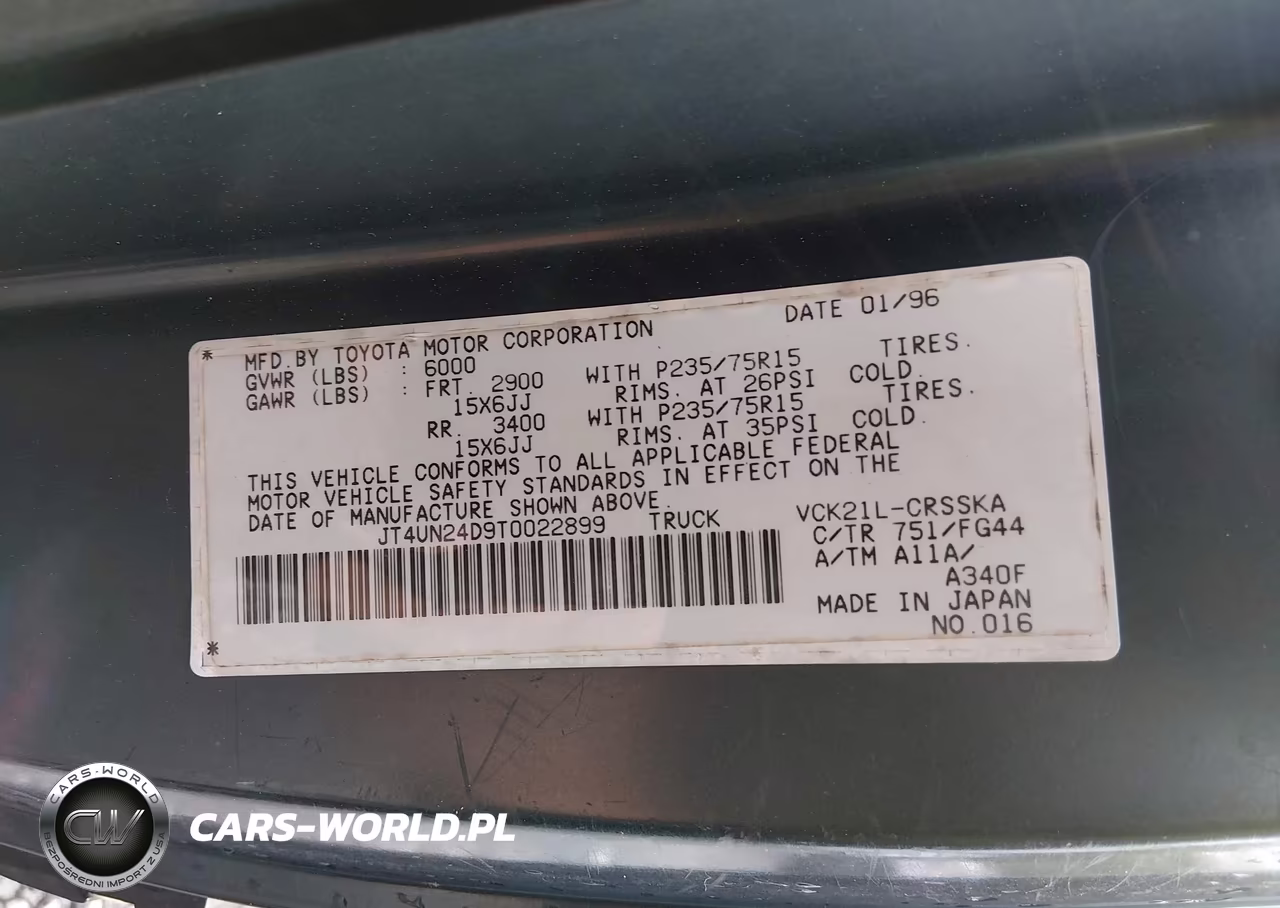 1996 Toyota T100 Xtracab Sr5 VIN:JT4UN24D9T0022899 - 9