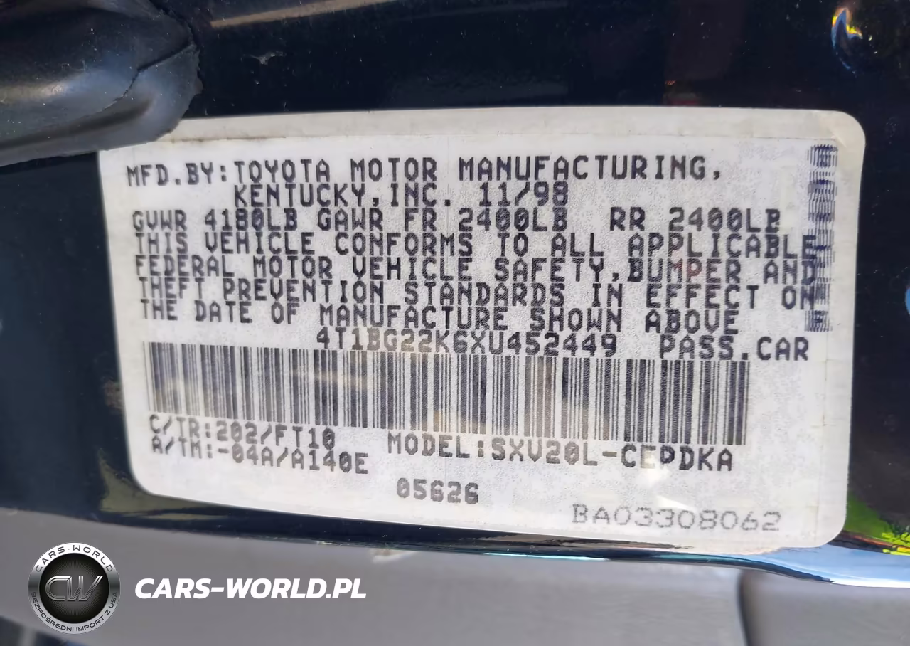 1999 Toyota Camry Ce VIN:4T1BG22K6XU452449 - 9