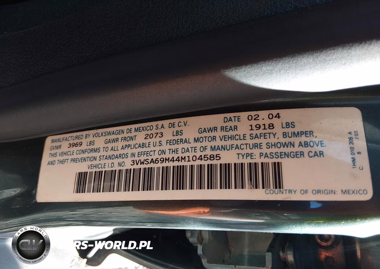 2004 Volkswagen Jetta Gls 2.0L VIN:3VWSA69M44M104585 - 9