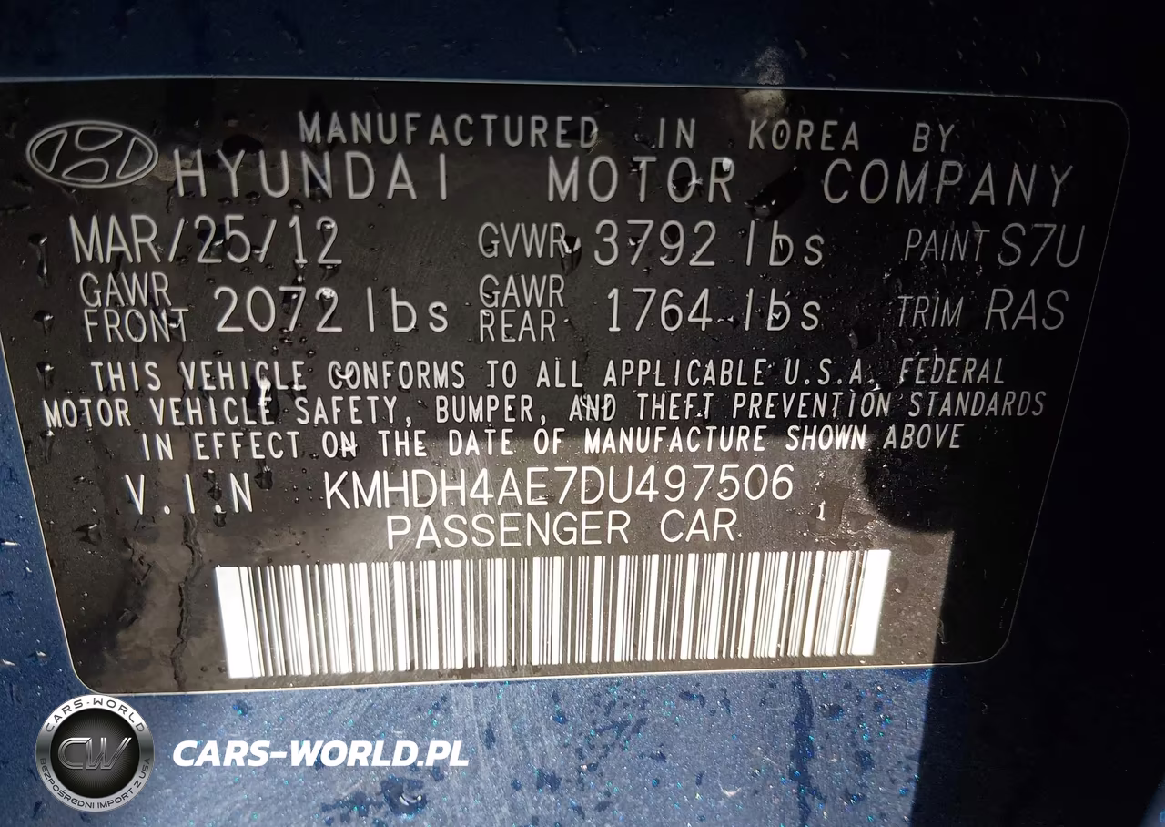 2013 Hyundai Elantra Gls VIN:KMHDH4AE7DU497506 - 9