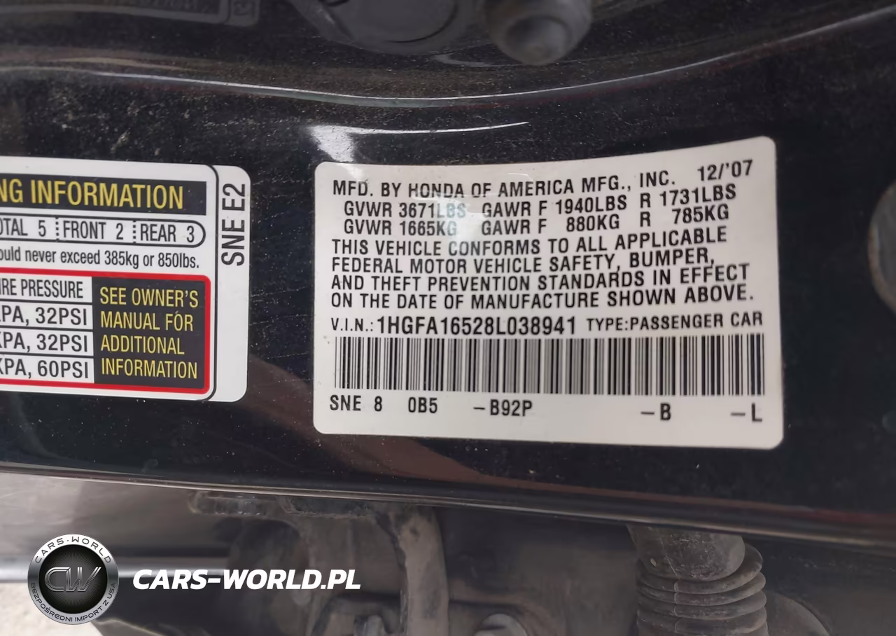 2008 Honda Civic Lx VIN:1HGFA16528L038941 - 9