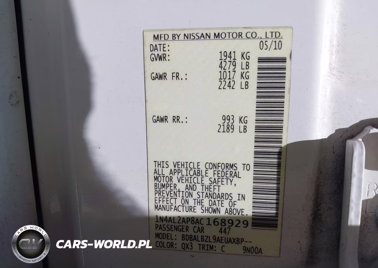 2010 Nissan Altima 2.5 S VIN:1N4AL2AP8AC168929 - 9