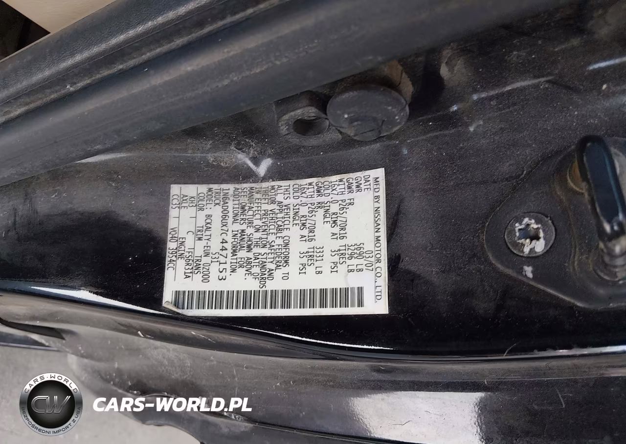 2007 Nissan Frontier Se VIN:1N6AD06UX7C447153 - 9