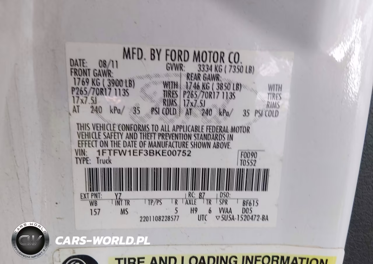 2011 Ford F-150 Xlt VIN:1FTFW1EF3BKE00752 - 9