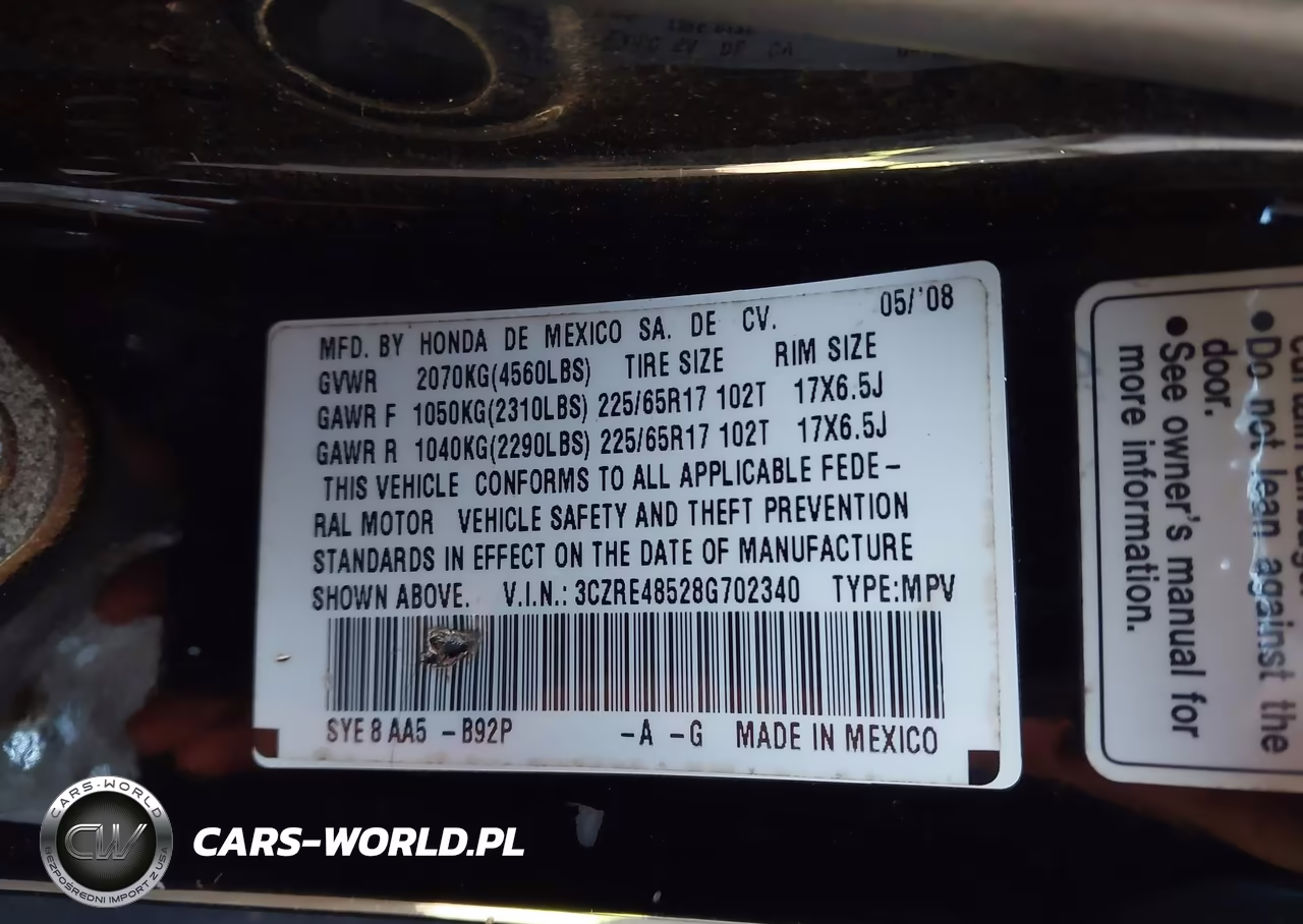 2008 Honda Cr-V Ex VIN:3CZRE48528G702340 - 9