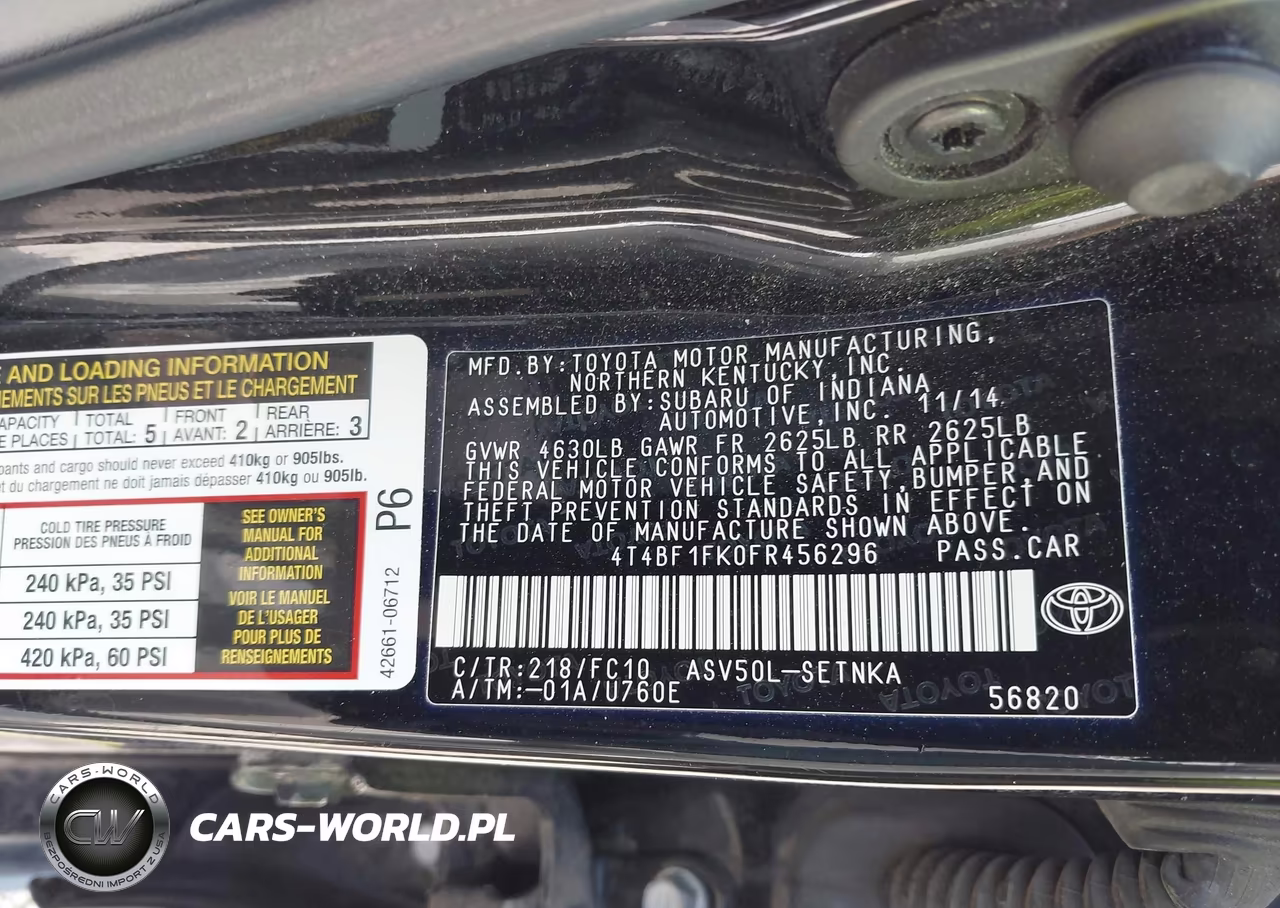 2015 Toyota Camry Le VIN:4T4BF1FK0FR456296 - 9