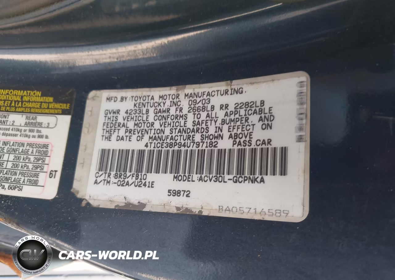 2004 Toyota Camry Solara Se VIN:4T1CE38P94U797182 - 9