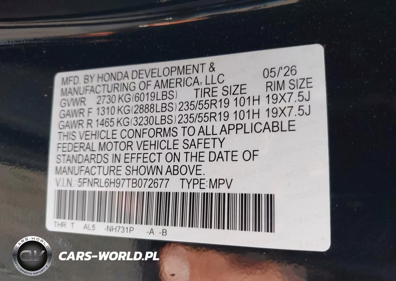 2026 Honda Odyssey Elite VIN:5FNRL6H97TB072677 - 9