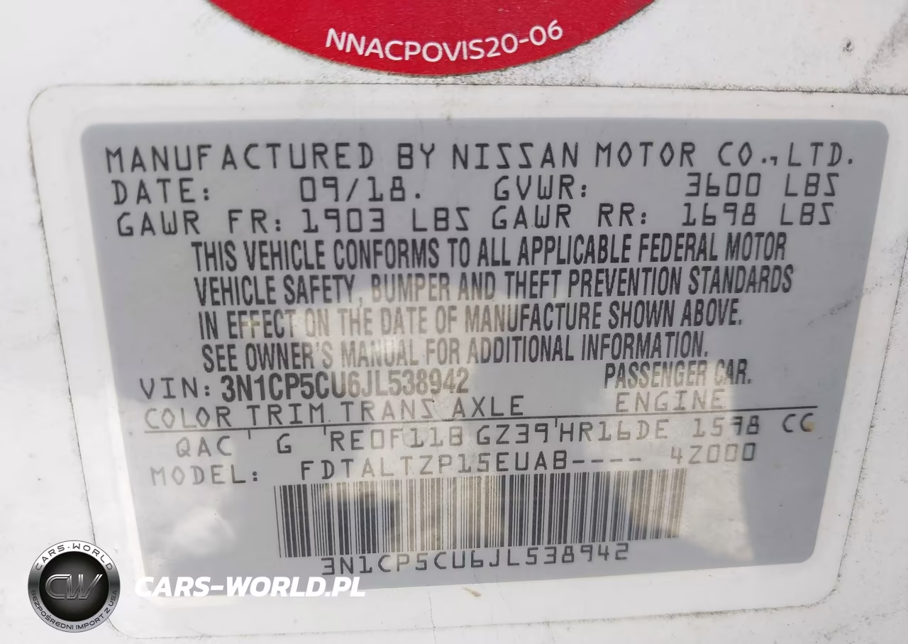 2018 Nissan Kicks Sr VIN:3N1CP5CU6JL538942 - 9