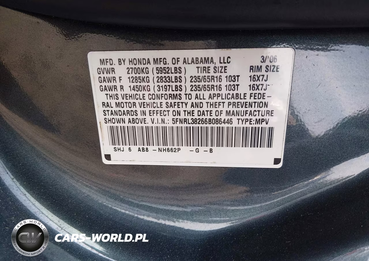 2006 Honda Odyssey Lx VIN:5FNRL38266B086446 - 9