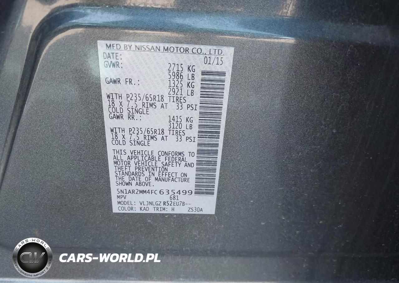 2015 Nissan Pathfinder Sl VIN:5N1AR2MM4FC635499 - 9
