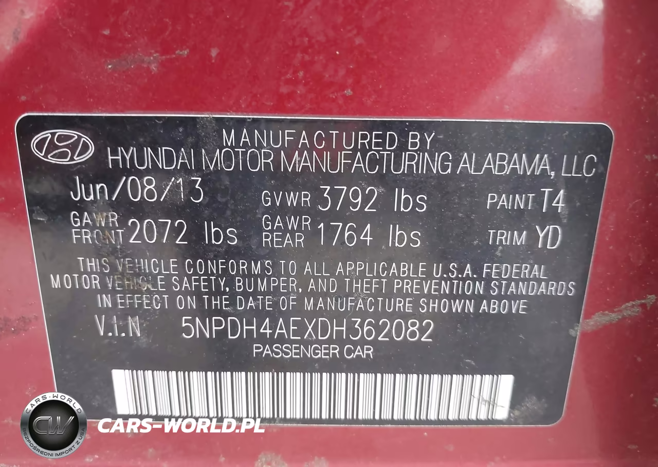 2013 Hyundai Elantra Gls VIN:5NPDH4AEXDH362082 - 9