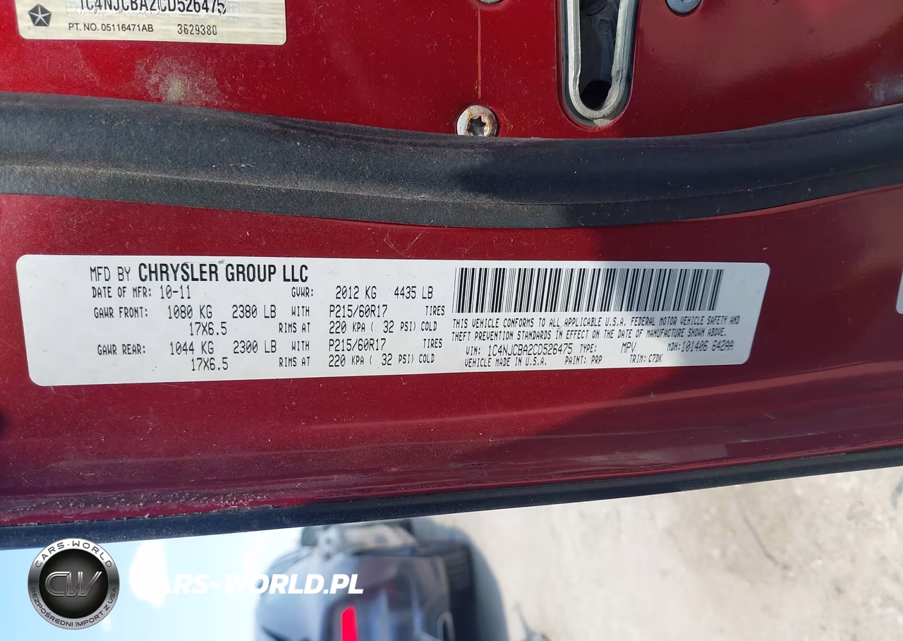 2012 Jeep Compass Sport VIN:1C4NJCBA2CD526475 - 9