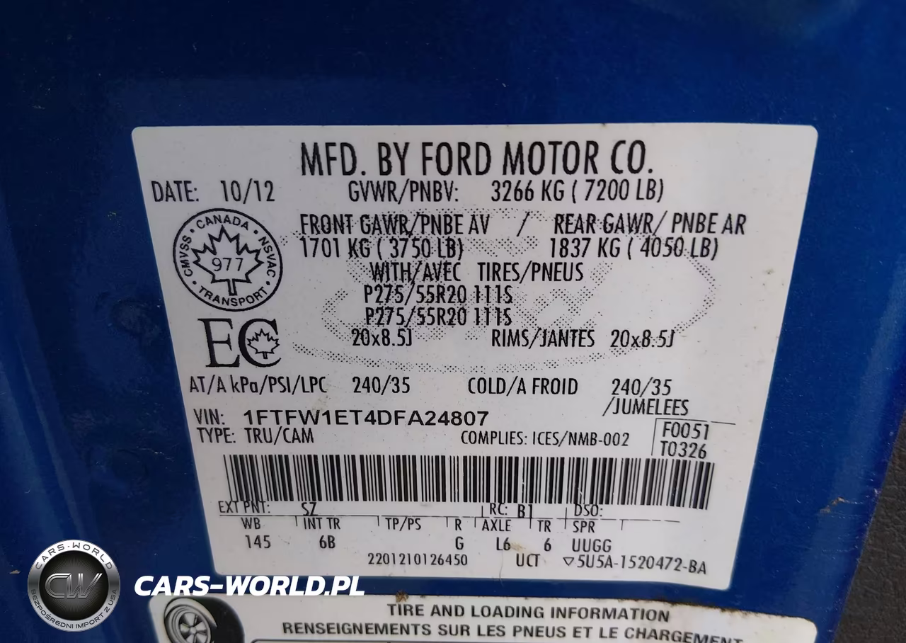 2013 Ford F-150 Fx4 VIN:1FTFW1ET4DFA24807 - 9