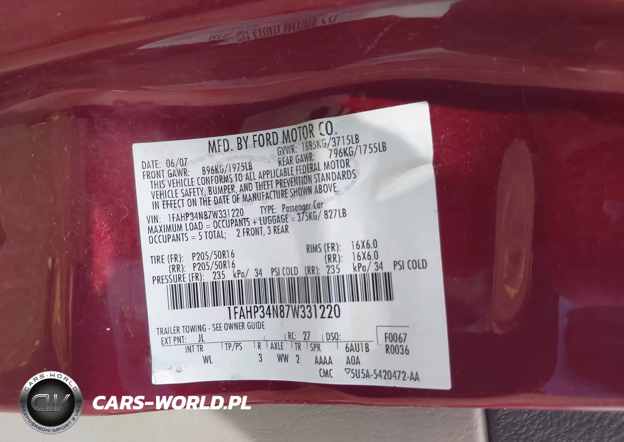 2007 Ford Focus S-Se-Ses VIN:1FAHP34N87W331220 - 9
