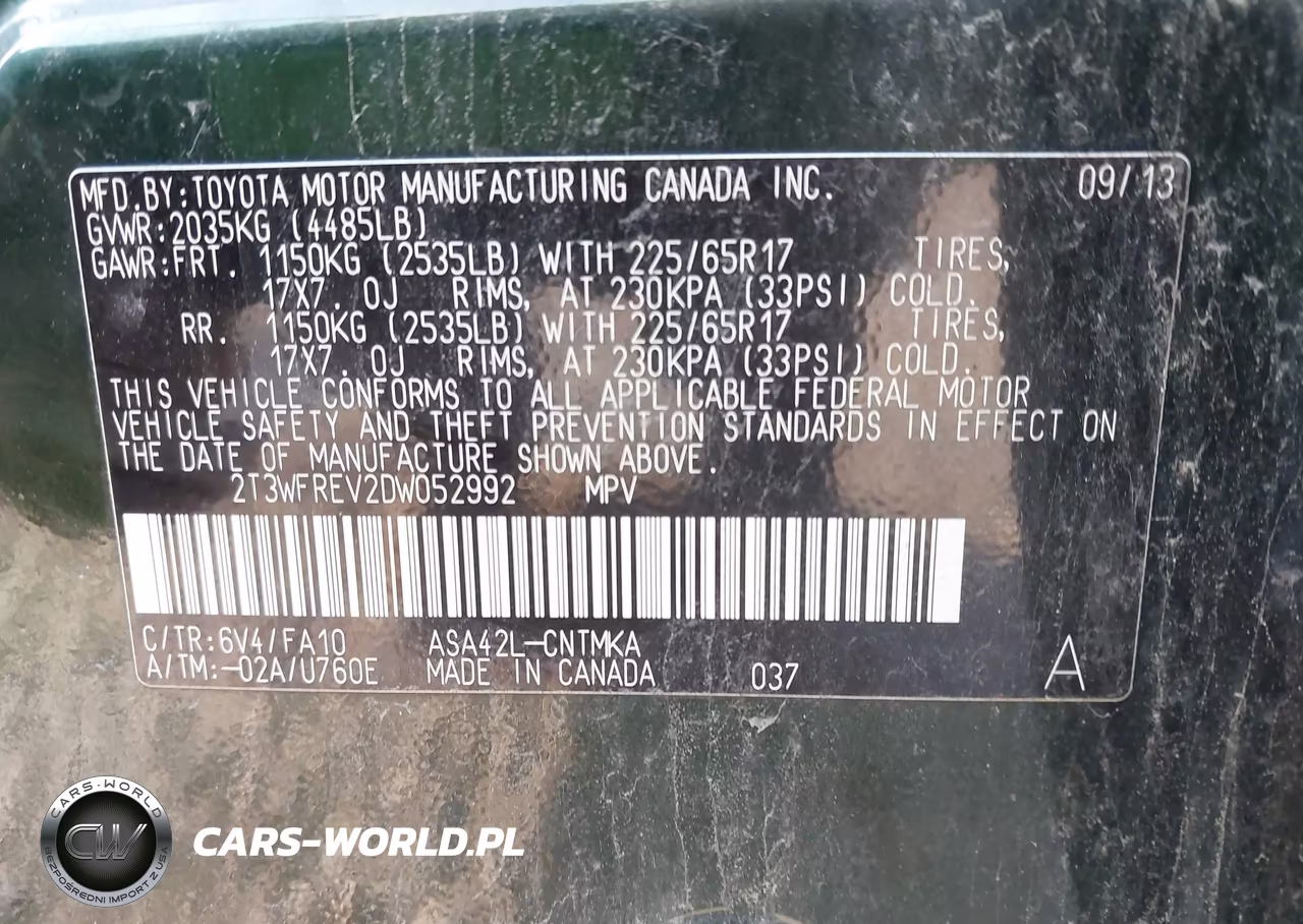 2013 Toyota Rav4 Xle VIN:2T3WFREV2DW052992 - 9