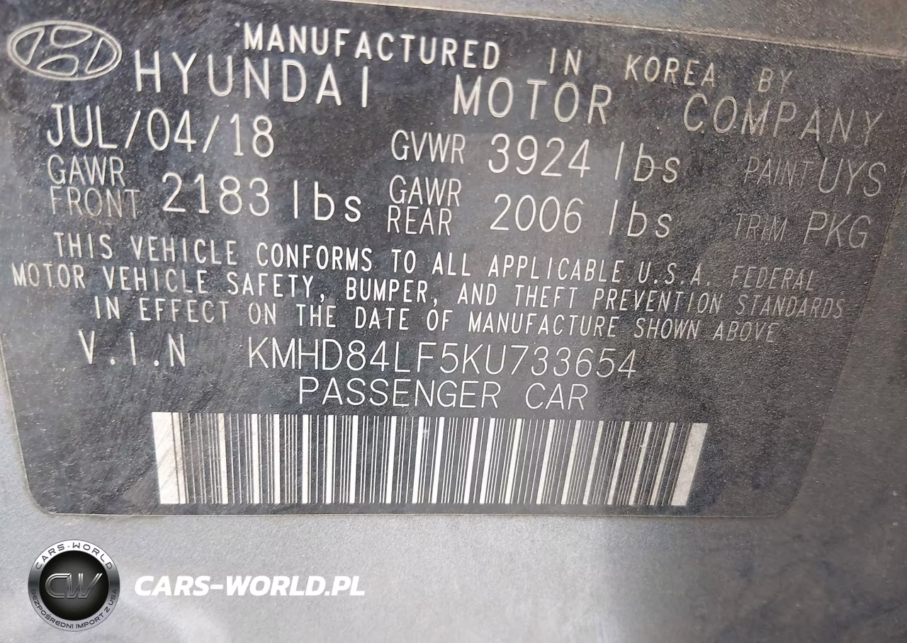 2019 Hyundai Elantra Sel VIN:KMHD84LF5KU733654 - 9