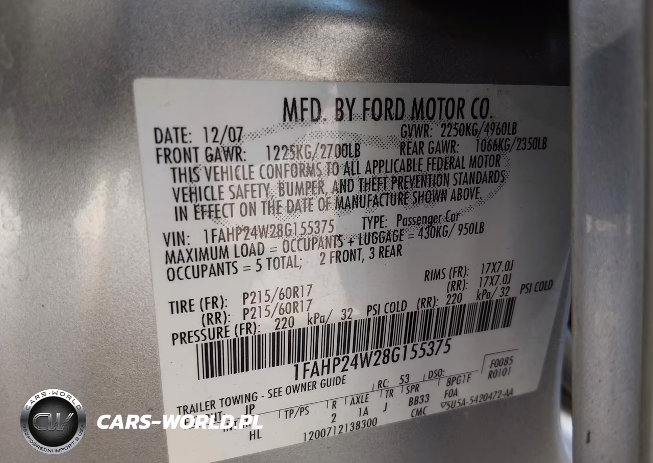 2008 Ford Taurus Sel VIN:1FAHP24W28G155375 - 9