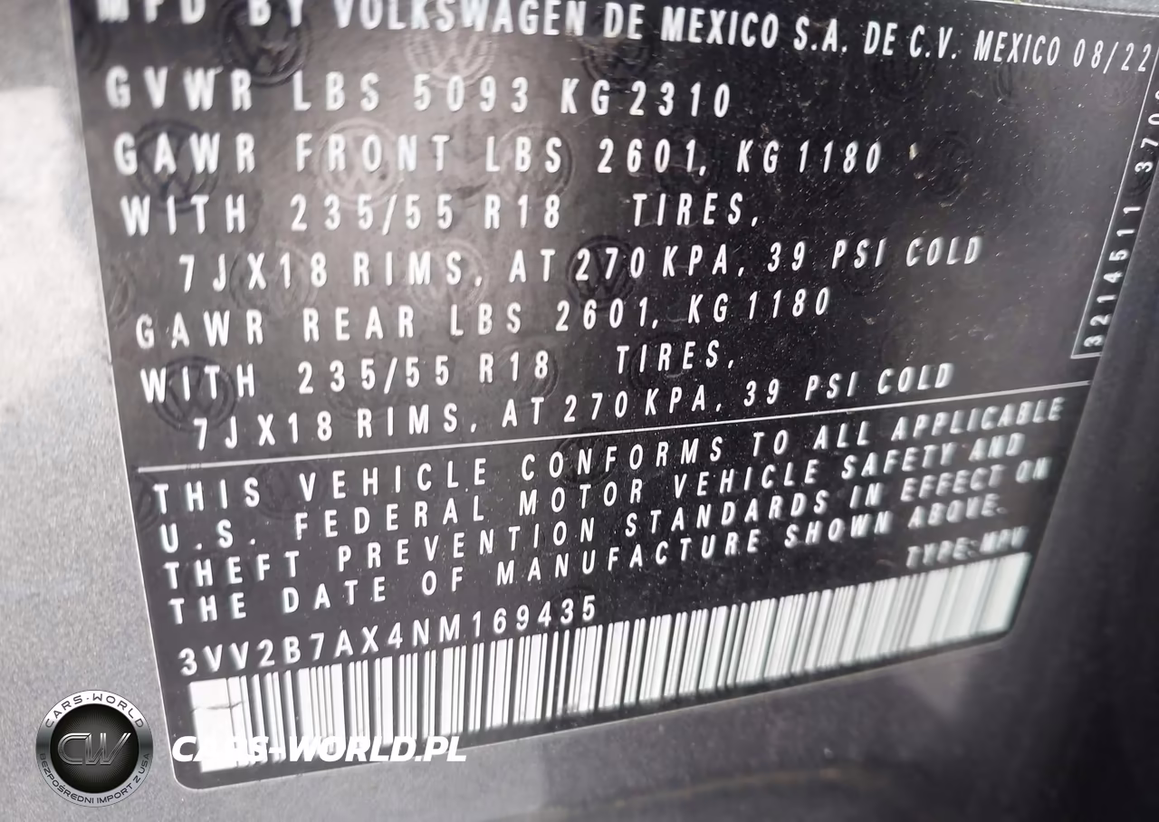2022 Volkswagen Tiguan 2.0T Se VIN:3VV2B7AX4NM169435 - 9